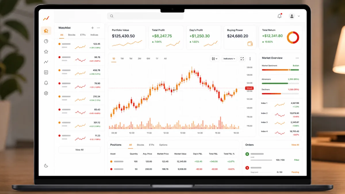 Zware Winstdam — dashboard handelsplatform